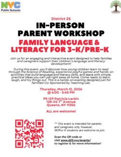 3K and PreK Family Language and Literacy flyer